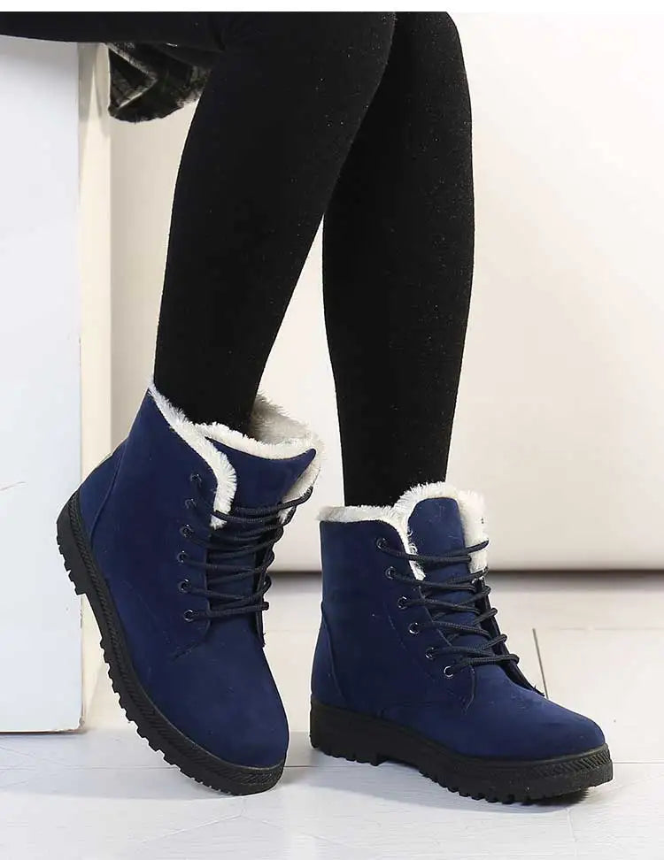 Women's Winter Boots Low Heels Women Boots With Fur Warm Winter Shoes Women Snow Boots Ankle Botas Mujer Winter Footwear Female