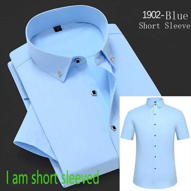 New Men's Slim-fit White Shirt High-quality Short-sleeved Popular Clothing High-end Long-sleeved Casual Suit Wedding Dress Shirt