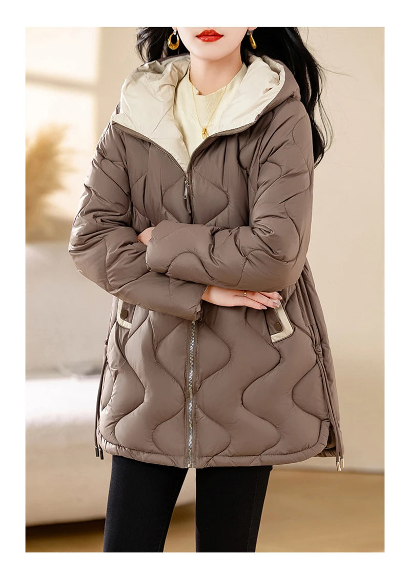 New Winter Jacket Parkas Women Coat Fur Collar Hooded Overcoat Female Jacket.