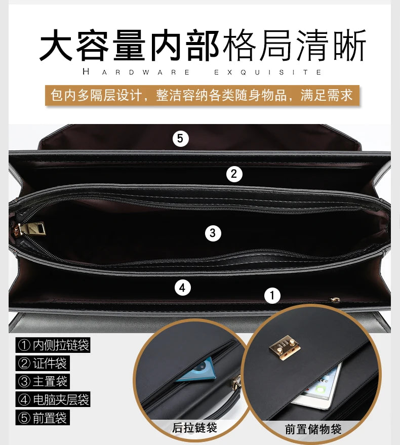 Maleta New Male Bring Password Lock Briefcase Diagonal Package Genuine Leather Computer Laptop Bag Men Messenger Luxury Handbags