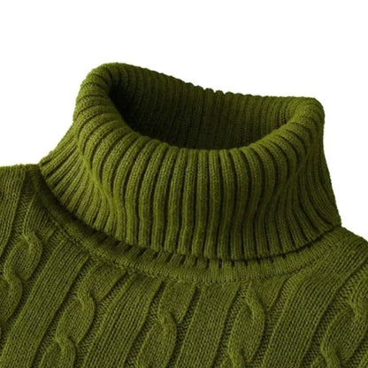 New Men's High Neck Sweater Solid Color Pullover Knitted Warm Casual