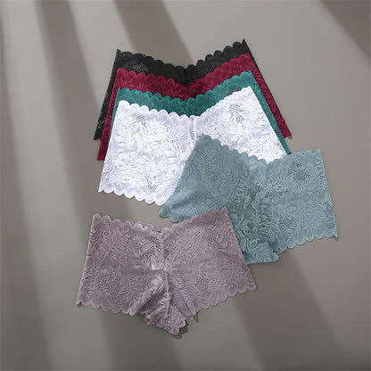 4pcs Lace Floral Boyshorts Underwear for Women.