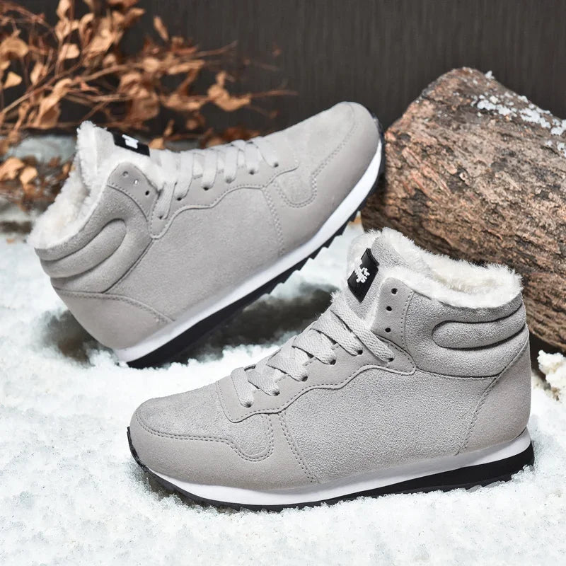 Winter Snow Boots Men Plush Warm Women Boots Suede Leather Ankle Boot Comfortable Light Couple Waterproof Sneakers Big Size 48