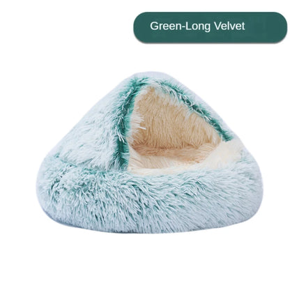 Plush Pet Cat Bed Round Cat Cushion Cat House 2 In 1 Warm Cat Basket