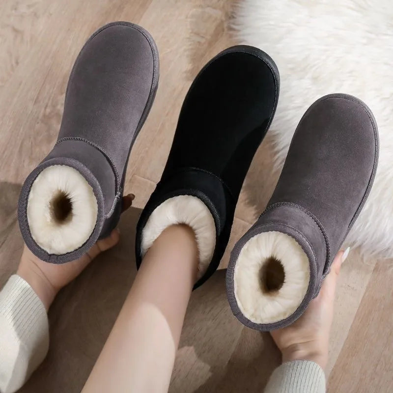 Cotton Shoes Women's Winter Boots 2024 New Snow Boots Women Plus Fleece Thickened Warm  Flat Short Boots Women Non-slip Boots