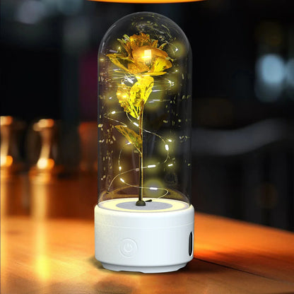 Creative 2 In 1 Rose Flowers Light And Bluetooth Speaker Valentine's Day Gift Rose Luminous Night Light Ornament In Glass lamps