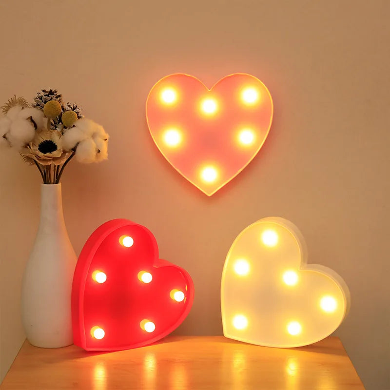 Love Heart LED Lamp Wedding Party Romantic Red Pink Night Light  Decoration Valentines Day.