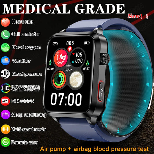 2024 New Medical Grade Smart Watch air Pump ECG True Accurately Blood Pressure Airbag health watch Uric Acid Blood Lipids watch