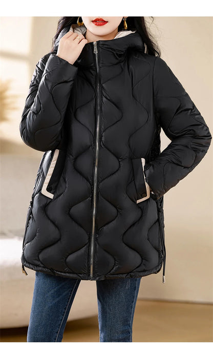 New Winter Jacket Parkas Women Coat Fur Collar Hooded Overcoat Female Jacket.