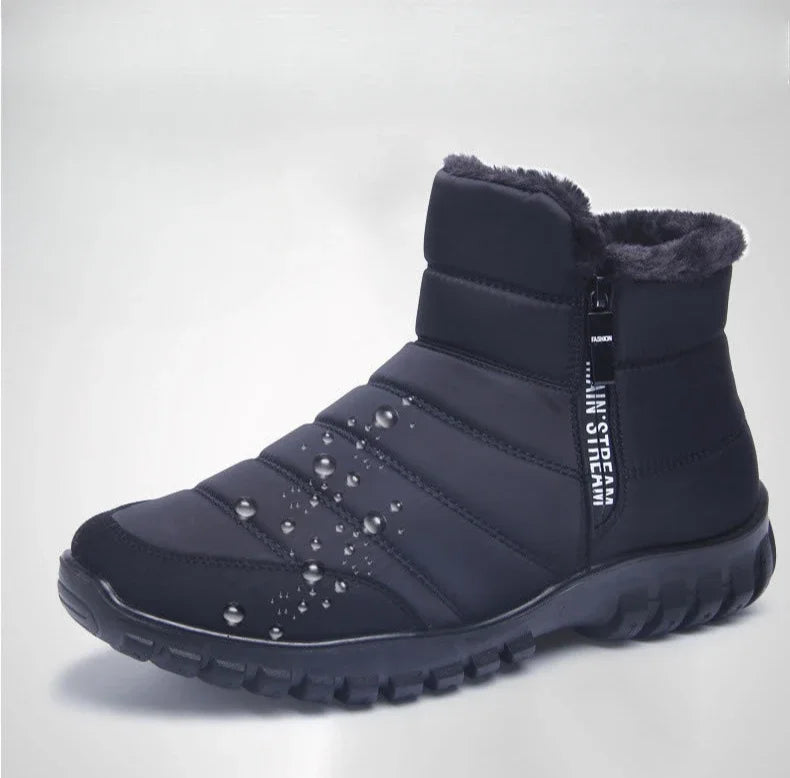 Snow Boots for Men Warm Cold Proof Winter Shoes Man Booties Zip Up Ankle