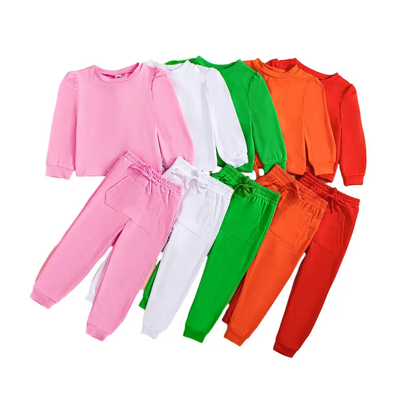 2025 Spring New Girls Fashion O Neck Long Sleeve Pullover Top + Pants 2 Pieces Set Casual Kids Clothes