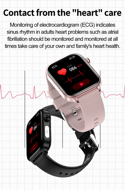 2024 New Medical Grade Smart Watch Women Blood Lipid Uric Acid Monitor Bluetooth Call SOS Watches Sport Health Smartwatch Men