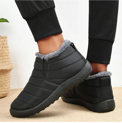 Men's Boots Slip On Winter Shoes For Men Ankle Boots Winter Booties For Men Fur Shoes Waterproof Snow Boots Warm Casual Botas