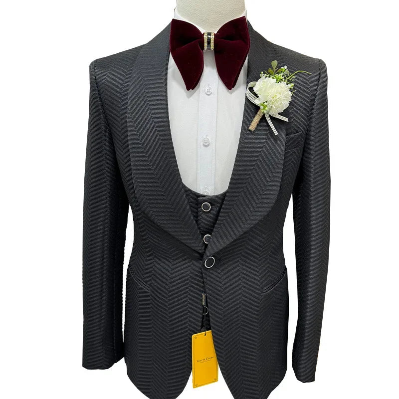 Men's 3 Pieces Formal Suit Set Blazer Vest Pants Wedding Groom Suits Best Man Dinner Engagement Tuxedo for Men Suits for Men