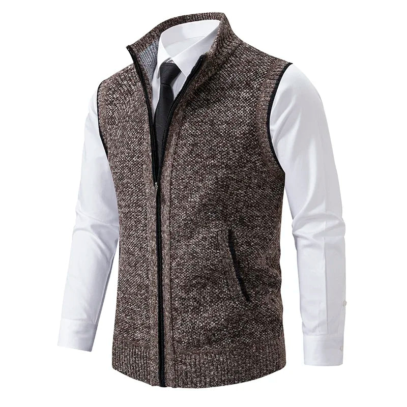 Vest Men Knitted Sleeveless Sweater Jacket Wool.