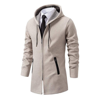 Mens Long Cardigan Full Zip Trench Coat.