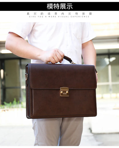 Maleta New Male Bring Password Lock Briefcase Diagonal Package Genuine Leather Computer Laptop Bag Men Messenger Luxury Handbags