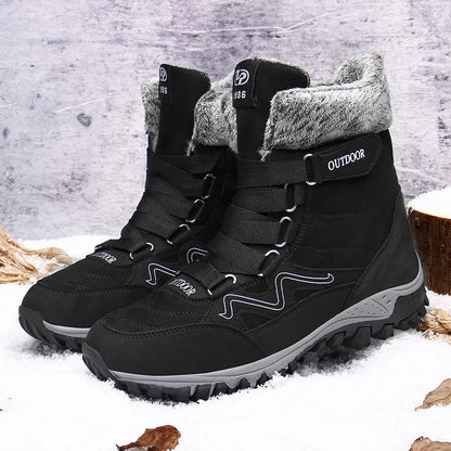 New Winter Men Snow Boots Fur Plush Warm Men Ankle Boots Plus Size Waterproof Men Boots Outdoor Non-Slip Hiking Boots Work Shoes