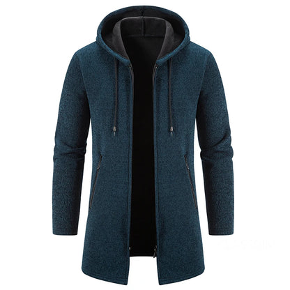 Men Long Sweatercoats Winter Hooded Cardigans Sweaters.