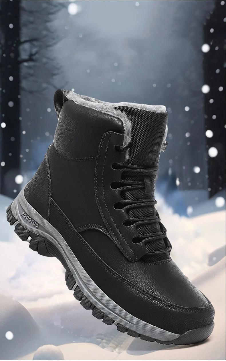 New Men Winter Snow Boots For Waterproof Leather Sneakers Super Warm Men's Boots Outdoor Male Hiking Boots Work Shoes Size 39-48