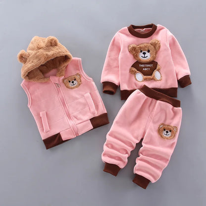 Vest+Coat+Pants 3PCS Tracksuits 1 to 4 Yrs Baby Kids Clothes Autumn Winter Toddler Boys Clothing Sets Kids Casual Girls Outfit