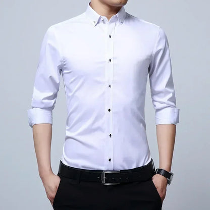 New Men's Slim-fit White Shirt High-quality Short-sleeved Popular Clothing High-end Long-sleeved Casual Suit Wedding Dress Shirt