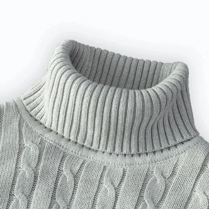 New Men's High Neck Sweater Solid Color Pullover Knitted Warm Casual