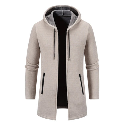 Mens Long Cardigan Full Zip Trench Coat.