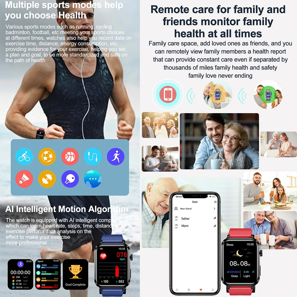 2024 New Medical Grade Smart Watch air Pump ECG True Accurately Blood Pressure Airbag health watch Uric Acid Blood Lipids watch