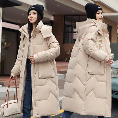 New Winter Women Jacket Long Parkas Female Down Cotton Hooded Overcoat Thick.