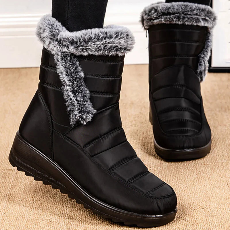 Women's Winter Boots Fur Winter Shoes For Women 2024 New Snow Boots Wedge Heels Ankle Botas Mujer Waterproof Winter Footwear