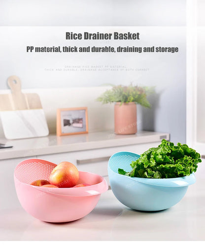 Rice Washing Filter Strainer Basket Colander Sieve Fruit Vegetable Bowl Drainer Cleaning