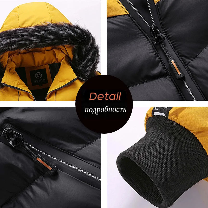 Winter Men Warm Hooded Parkas Jackets Mens Windbreaker Outwear Parkas Coats Men Autumn Detachable Hat Outfits Parkas Coats Male