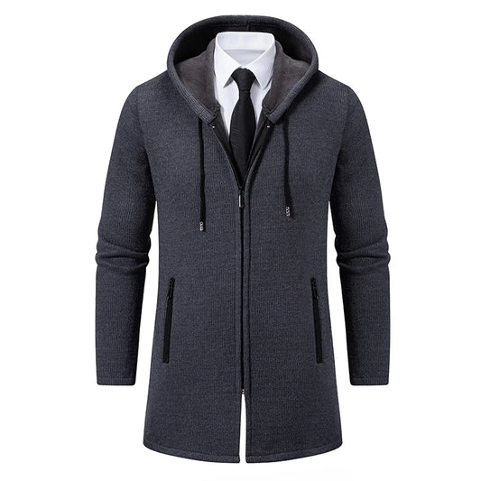 Mens Long Cardigan Full Zip Trench Coat.