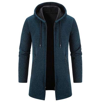 Men Long Sweatercoats Winter Hooded Cardigans Sweaters.