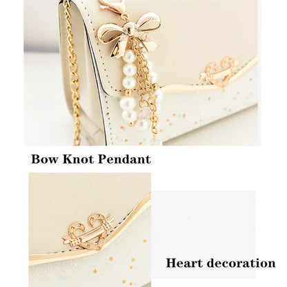 Fashion Messenger Bag Women Trendy Sequin Single Shoulder Bags Mobile Phone Pouch Ladies PU Leather Handbag with Tassel Pendant