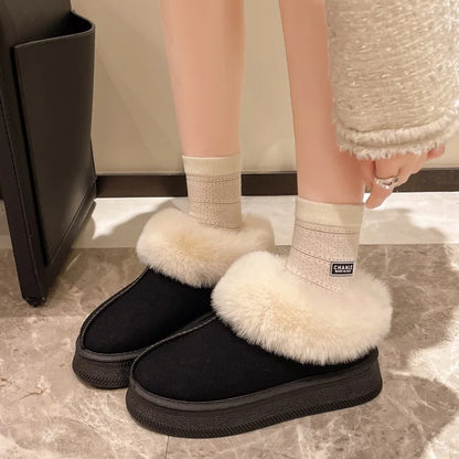 Faux Fur Winter Boots for Women  Non Slip Plush Snow Boots Woman Thick Bottom Warm Cotton Shoes Platform Botas Mujer