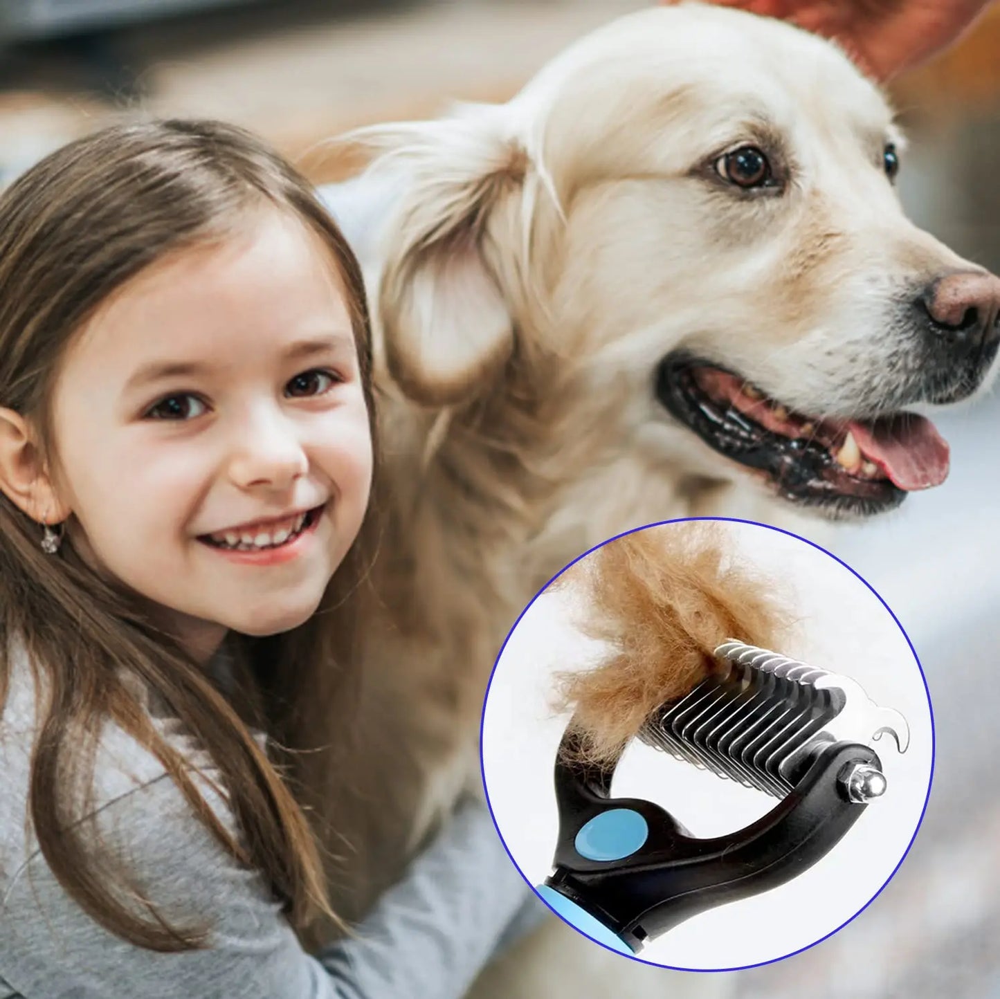 Professional Pet Deshedding Brush Dog Hair Remover Pet Fur Knot.