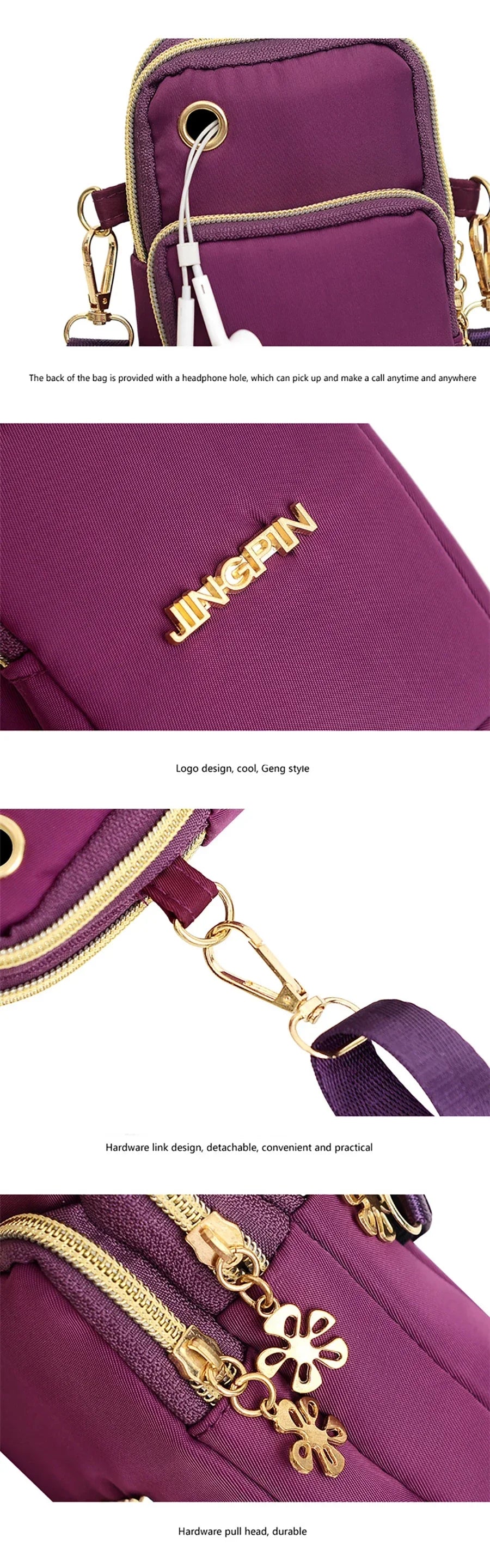 Mobile Phone Bag Women's Crossbody Mini Bags Fashion Mom Mommy Coin Bag Neck Hanging Running Cover Shoulder Bag 3 Layer Wallet