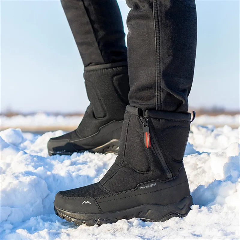 Large Size Winter Men's Boots Warm Plush Ankle Boots Sweat Wicking High-Top Warm Snow.