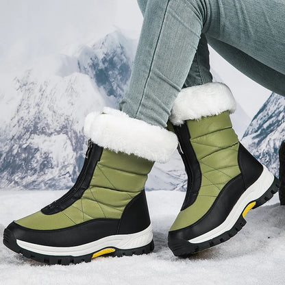 Winter New Women's Boots Thick Soled Shoes Warm High Cut Snow Boots Outdoor White Plush Comfortable Waterproof Fur Walking Shoes