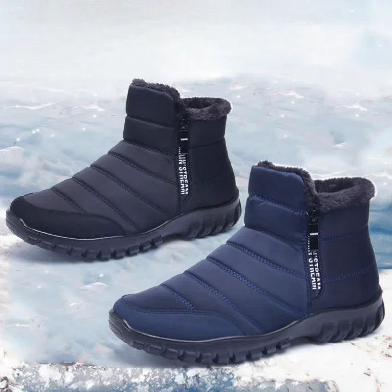 Snow Boots for Men Warm Cold Proof Winter Shoes Man Booties Zip Up Ankle