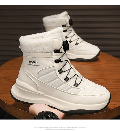 Warm Men's Snow Boots Waterproof Outdoor Winter Snowboots Rotated Button Men High Top Plush Cotton Shoes Man Winter Hiking Shoes