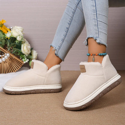 2024 New Women's Cashmere Snow Boots Warm Platform Plush Ankle Boots Couple Thick Sole Slip On Cotton Booties Mujer