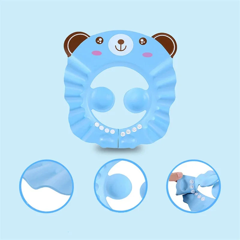 Baby Shower Soft Cap Adjustable Hair Wash Hat for Kids Ear Protection.