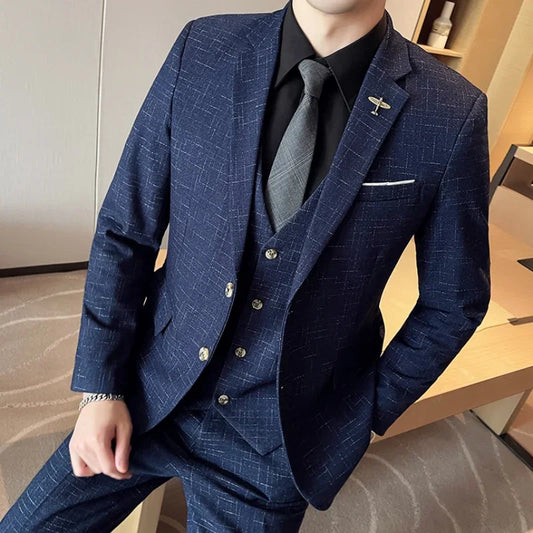 High Quality Men's Wedding Suit (suit + Vest + Trousers)