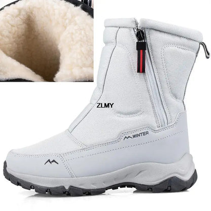 Waterproof Men Women Snow Boots High Top Ankle Winter Boots Platform Warm Plush