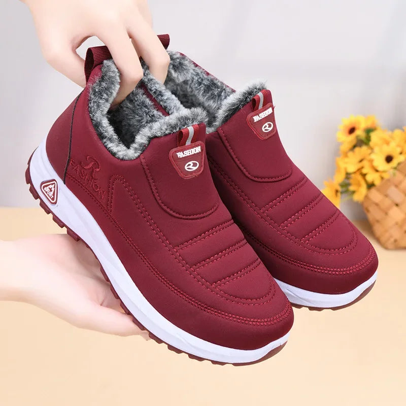 Women Boots Warm Fur Snow Boots Antislip Winter Women Shoes Casual Flat Ankel Boots Fashion Female Cotton Shoes