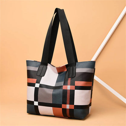 Striped plaid tote bag for women, new fashionable women's shoulder bag, handbag for women, commuting bag, big bag for women-LJX