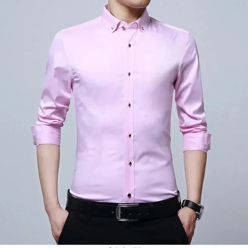 New Men's Slim-fit White Shirt High-quality Short-sleeved Popular Clothing High-end Long-sleeved Casual Suit Wedding Dress Shirt